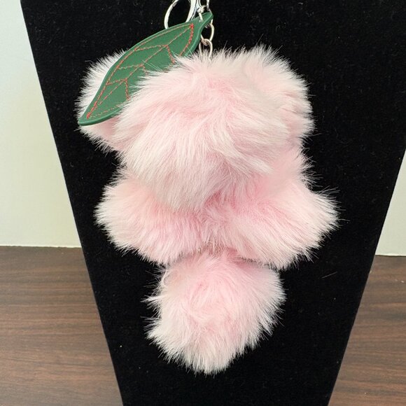 Faux Fur Pink Grapes Keychains Bag Charms Car Key Key chain Key Ring NWOT - Picture 2 of 5